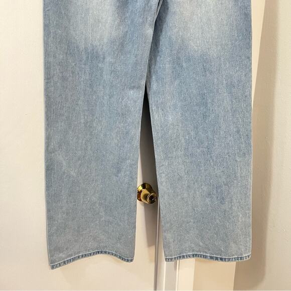 Forever 21 Blue Wide Leg Embroidered Strawberry Bow Jeans Size Large - Picture 8 of 16